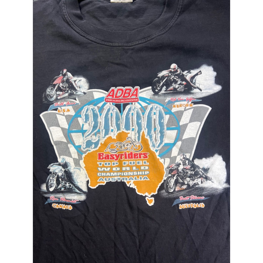 Johnny Lee Graphic T-Shirt Men Large Black 2000 ADBA Drag Bike Australia Vintage
